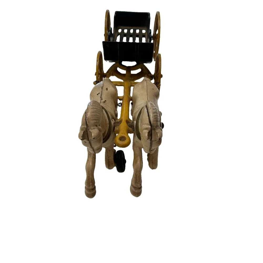 VTG Antique Kenton Cast Iron Horse Drawn Surrey Carriage Toy 13